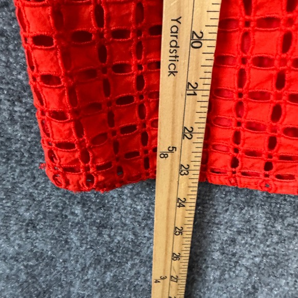 J. Crew Shirt Women 4 Bright Red Eyelet Ruffle One Shoulder Casual Feminine Top - Picture 5 of 8